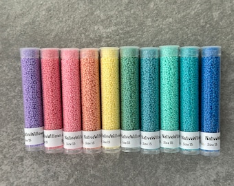 15/0 Miyuki Duracoat, Taffy On the Boardwalk, Round Rocaille Seed Beads Japanese, 3” Tubes X 15 Grams X 10 Colors