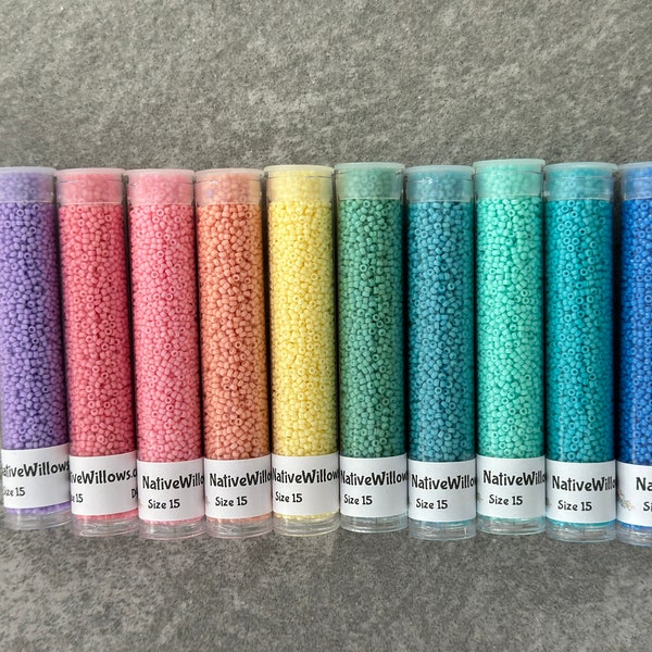 15/0 Miyuki Duracoat, Taffy On the Boardwalk, Round Rocaille Seed Beads Japanese, 3” Tubes X 15 Grams X 10 Colors