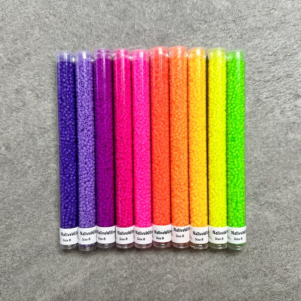 8/0 Seed Beads Japanese, Matte Luminous Neon, Volume 1, 30 grams X 10 colors set