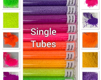 Single Tubes, Luminous Matte Neon, Size 11/0 Seed Beads, 30 gram Single Tubes