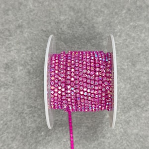Bande de strass en métal rose SS6, cristaux AB transparents, 1 et 10 mètres