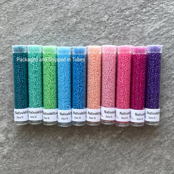 Watercolor Garden Volume 2, 11/0 Matte Seed Beads Japanese, 3” tubes apx 15 grams X 10 colors