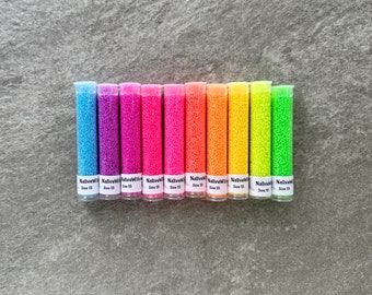 15/0 Miyuki, Luminous Seed Beads Japanese, Neon, 3"X 15 gram TUBES X 10 colors