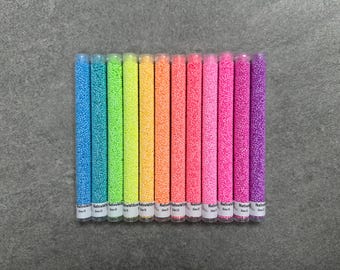 White Matte Luminous, 12 Tube Set, Size 11/0 Matsuno Seed Beads, 6” tubes of 30 grams X 12 colors