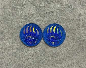 Blue AB Round Zuni Bear Paw /25mm/Resin Cabs/Gems/Beading Cabochons, A4