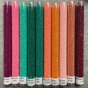 11/0 Seed Beads, 10 Color Set, Tropical Seas, Japanese Miyuki, apx 30 gram per 6” TUBES X 10 colors
