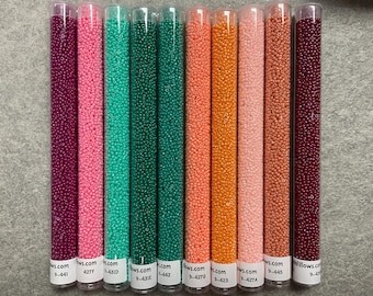 11/0 Seed Beads, 10 Color Set, Tropical Seas, Japanese Miyuki, apx 30 gram per 6” TUBES X 10 colors