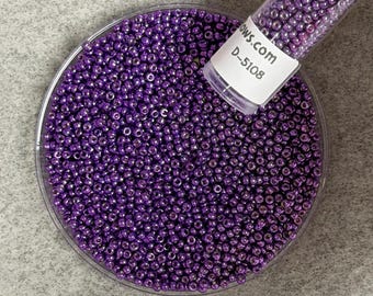 11/0 Miyuki D5108 Galvanized Duracoat 15g, Purple Orchid, Seed Beads Japanese, 3” Tube, 15 grams, Round Rocaille