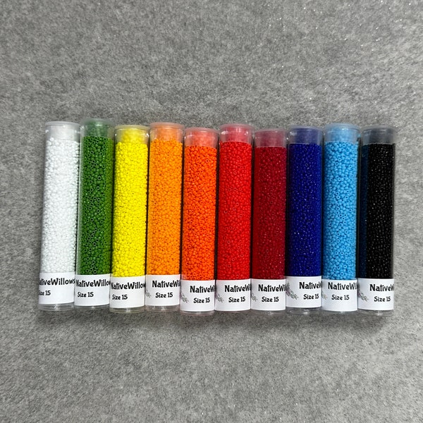 Miyuki Toho Seed Beads 15/0, Opaque Fire Colors, 15/0 Seed Beads Japanese, 3” tubes X 10 colors