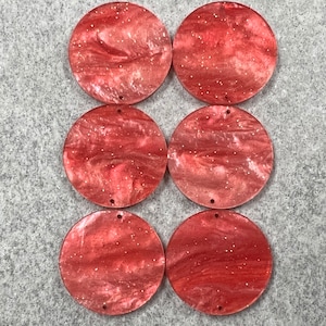Watermelon Marble Glitter Pair, Cabochons -/25.4mm Diameter/~3.2mm Thick/Flat Front & Back/Round/Gem/Beading Cabs/Acrylic Cabs #13