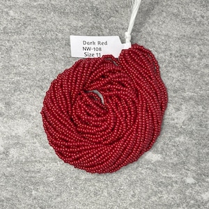 Dark Red Opaque #108 11/0 Czech Seed Beads, 1 Hank