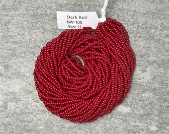 Dark Red Opaque #108 11/0 Czech Seed Beads, 1 Hank
