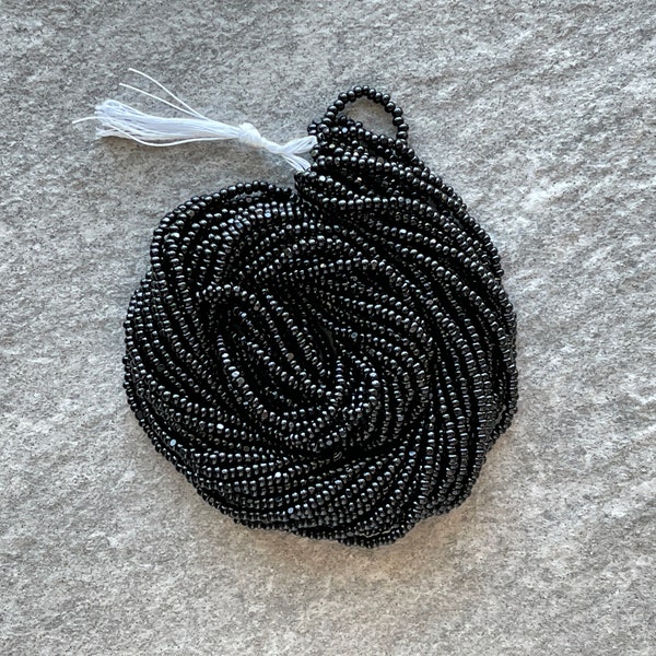 Opaque Black Charlotte Cut Beads, True Cuts, 11/0 Czech Seed Beads, 1 Hanks