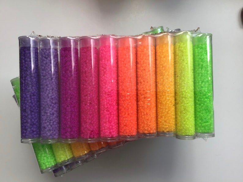 Luminous Matte Neon, Size 11/0 Seed Beads, 3 Tubes X 15 gram X 10 Colors image 8