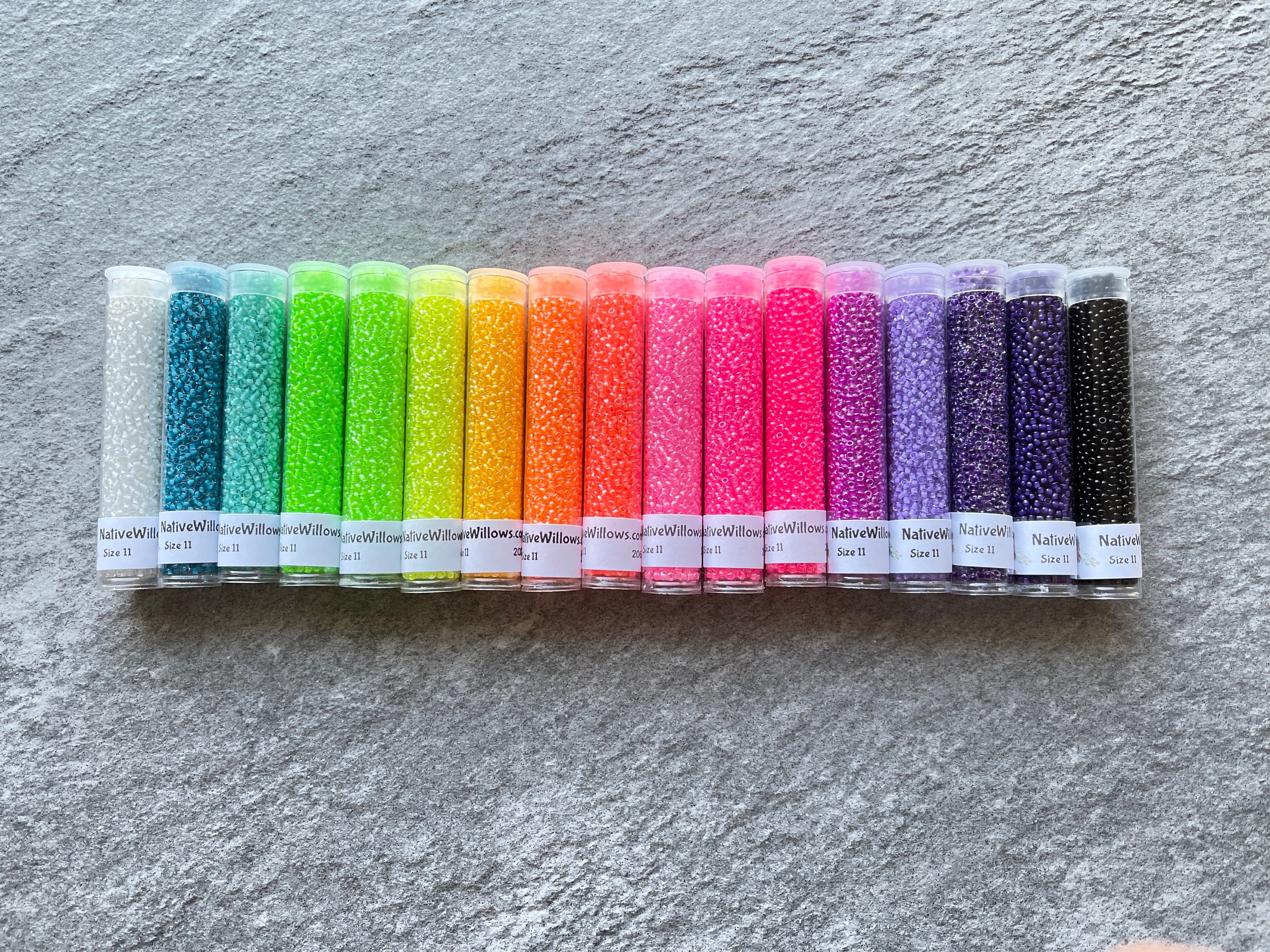 NEW - 11/0 Seed Beads Japanese, Luminous Neon, 3” Tubes X 17 colors