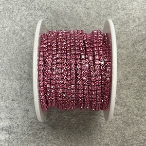 Bande de strass en métal rose SS6, cristaux transparents, 1 et 10 yards