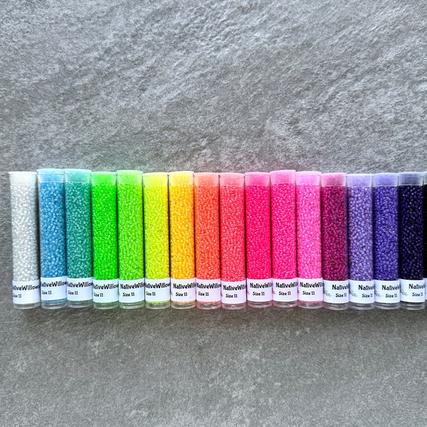 NEW - 11/0 Seed Beads Japanese, Luminous Neon, 3” Tubes X 17 colors