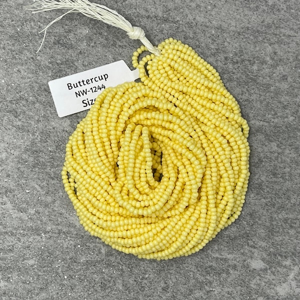 Buttercup Yellow Opaque #1244, 11/0 Czech Seed Beads, 1 Hank