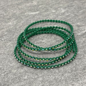 Bande de strass SS6, vert foncé, finition AB, cristaux transparents, 1, 3, 5 ou 10 yards