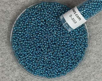11/0 Miyuki D5113 Galvanized Duracoat 15g, Capri Blue, Seed Beads Japanese, 3” Tube, 15 grams, D5113, Round Rocaille