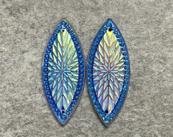Blue Starburst Horse Eye Pair, 20x50cm Resin Cabochons Gems, C17