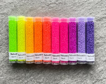 Luminous Matte Neon, Size 11/0 Seed Beads, 3” Tubes X  15 gram X 10 Colors