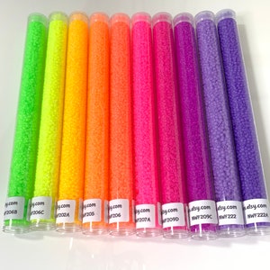 Luminous Matte Neon, Size 11/0 Seed Beads, 6 tubes of 30 grams X 10 colors image 2