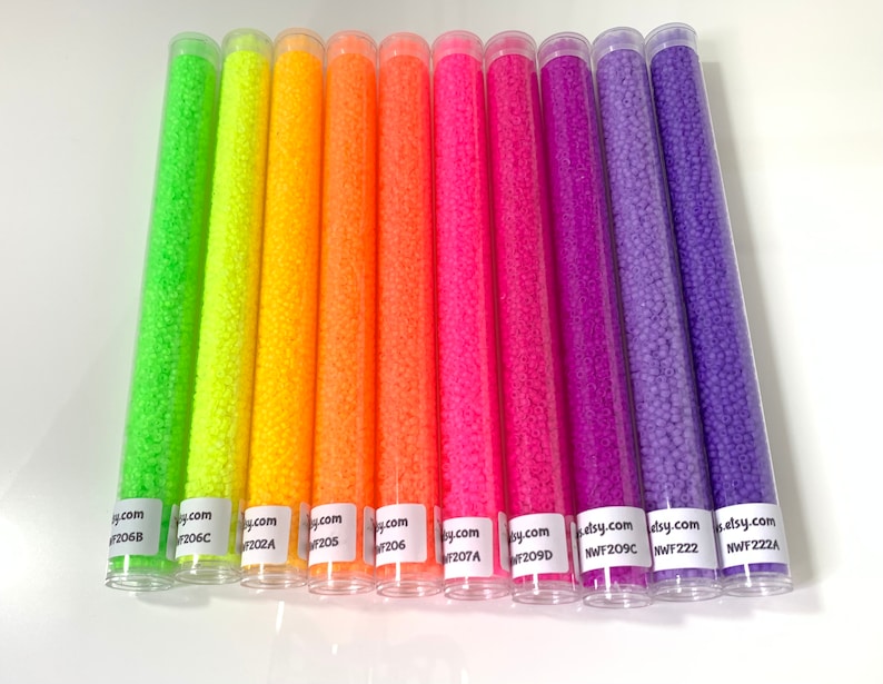 Luminous Matte Neon, Size 11/0 Seed Beads, 6 tubes of 30 grams X 10 colors image 2