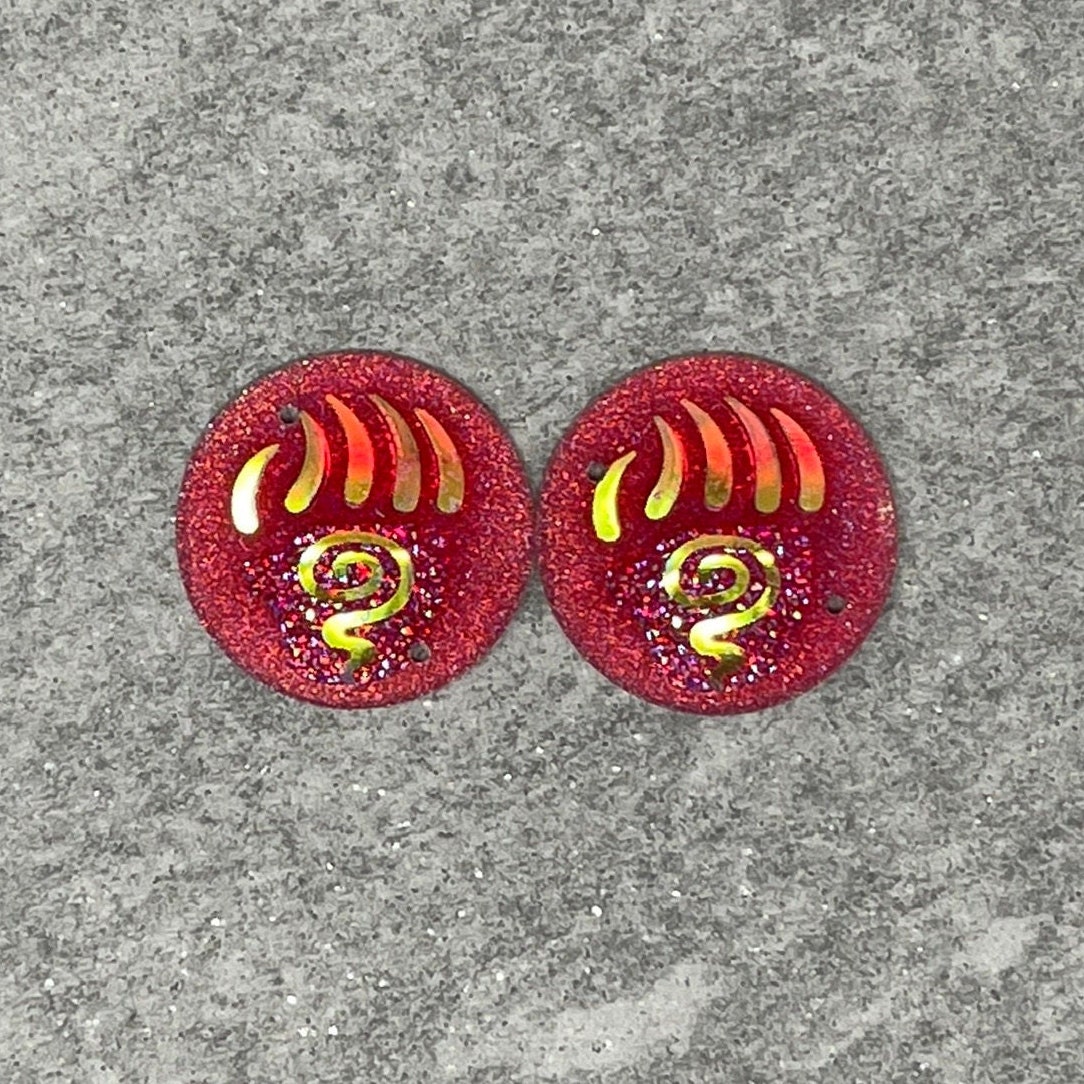 Red, Round BearPaw/25mm/Resin Cabs/Gems/Beading Cabs