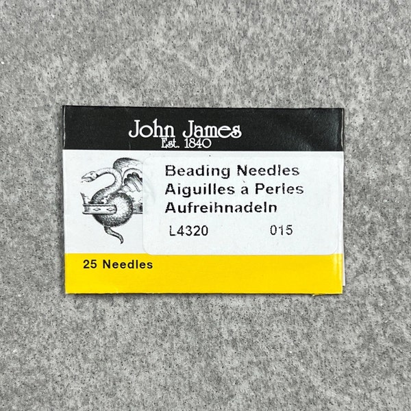 Size 15, John James, Beading, Beading Needles, 25 count pkg