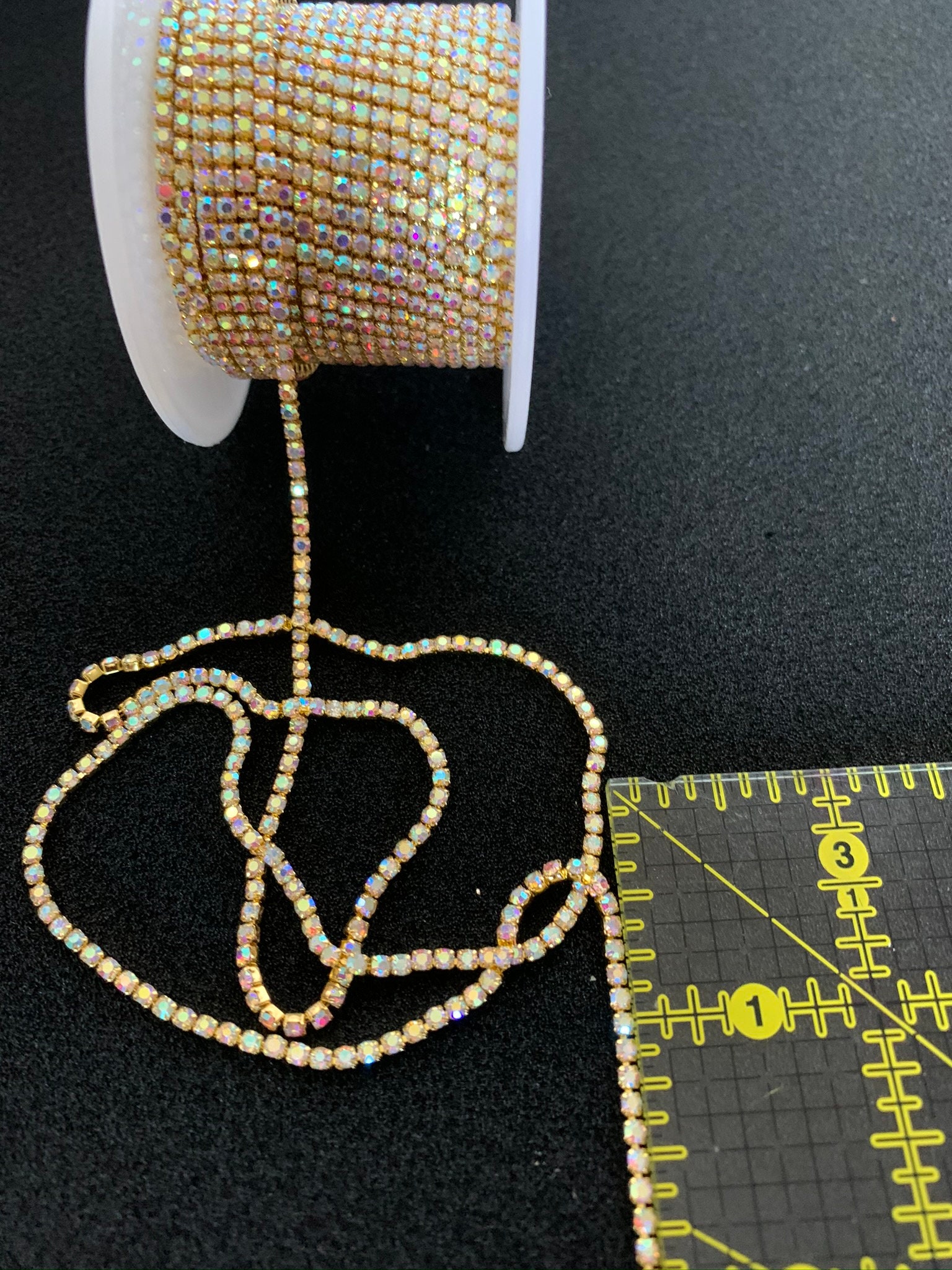 Gold Metal Rhinestone Banding SS6, AB Finish Clear Crystals 10 Yards - Etsy