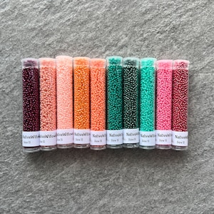 11/0 Seed Beads, 10 Color Set, Tropical Seas Vol 2, Japanese Miyuki/Toho, apx 15 gram 3” TUBES X 10 colors