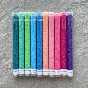 Watercolor Garden Volume 2, 11/0 Matte Seed Beads Japanese, 6” tubes 30 grams X 10 colors