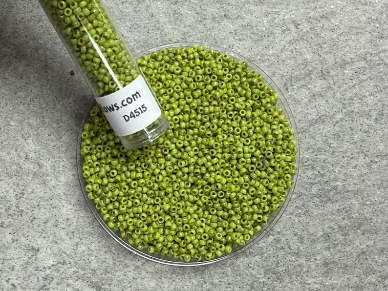 11/0 Miyuki Picasso 15g, Key Lime, Seed Beads Japanese, 3” Tube, 15 grams, 4515, Round Rocaille image 4