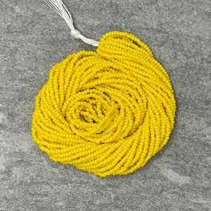 Dark Yellow Opaque #132, 11/0 Czech Seed Beads, 1 Hank