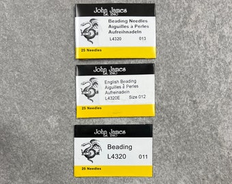 John James Beading Needles Size 11, 12 and 13, packages of 25