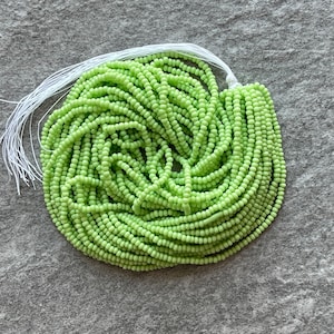Lime Green Charlotte Cut Beads, True Cuts, 11/0 Czech Seed Beads, 1 Hanks