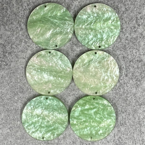 Lime Marble Glitter Pair of Cabochons -/25.4mm Diameter/~3.2mm Thick/Flat Front & Back/Round/Gem/Beading Cabs/Acrylic Cabs #6