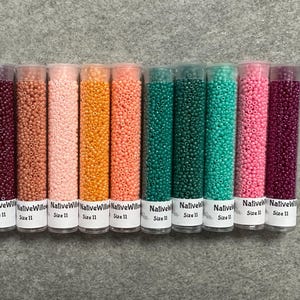 11/0 Seed Beads, 10 Color Set, Tropical Seas, Japanese Miyuki, apx 15 gram 3” TUBES X 10 colors