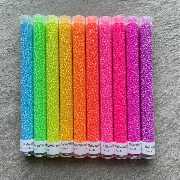 Miyuki 8/0 Seed Beads Japanese, Luminous Neon, 30 grams X 10 colors set