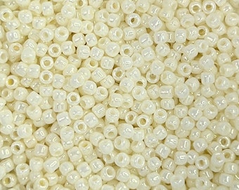 11/0 Toho Opaque Luster 30g, Eggshell White, Seed Beads Japanese,  421, Round Rocaille