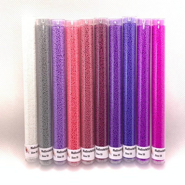 Aztec Sunrise, 15/0 Seed Beads Japanese, 30 gram 6” tubes X 10 colors