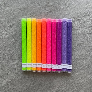 Luminous Matte Neon, Size 11/0 Seed Beads, 6” tubes of 30 grams X 10 colors