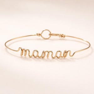 gold personalized name bracelet maman minimalist handmade jewelry