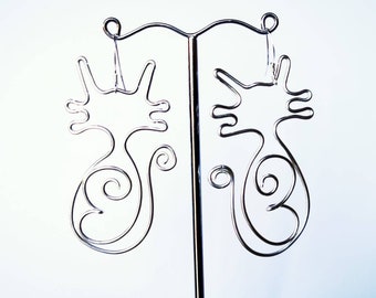 Boucles d'oreilles chat mignonnes faites à la main - Art du fil unico
