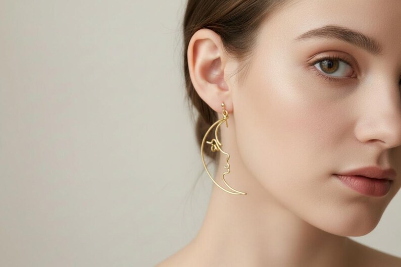 Boucles d'oreilles soleil et lune immagine 2