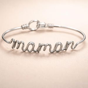 personalized wire name bracelet maman minimalist handmade jewelry