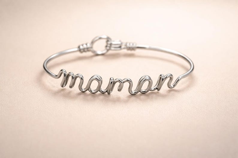 personalized wire name bracelet maman minimalist handmade jewelry