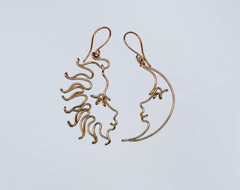 Boucles d&#39;oreilles soleil et lune