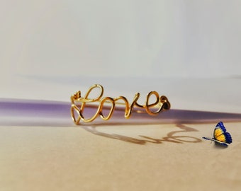 Bague de nom en fil, bague personnalisée, nom sur mesure